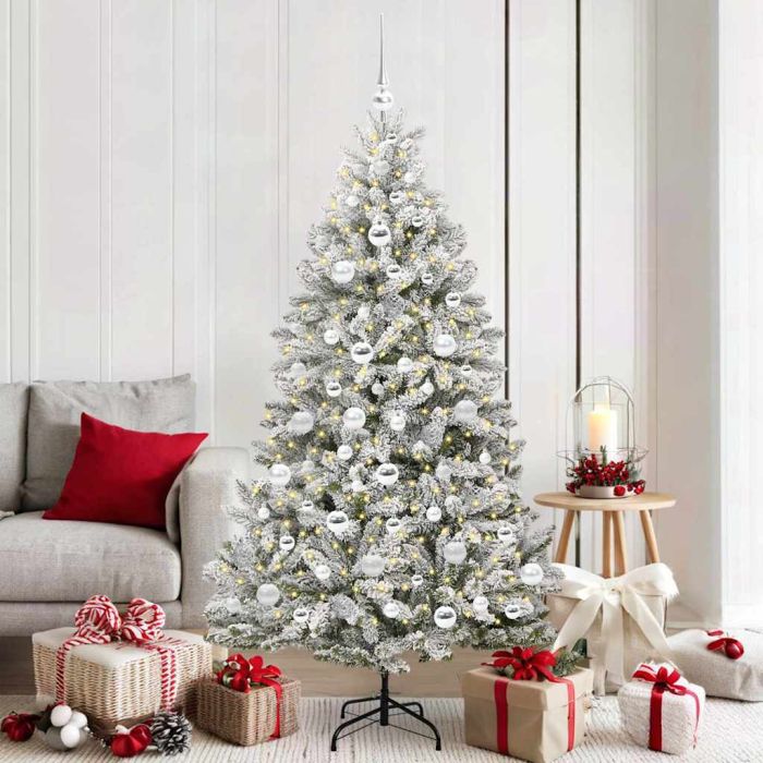 BRILCA Artificial Christmas Tree Green and White 180 cm PVC and Metal