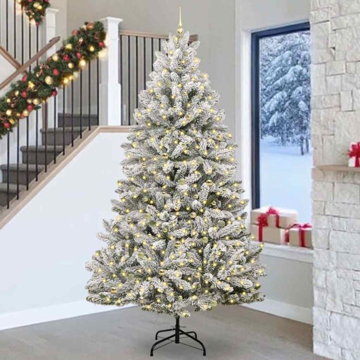 BRILCA Artificial Christmas Tree Green and White 270 cm PVC and Metal