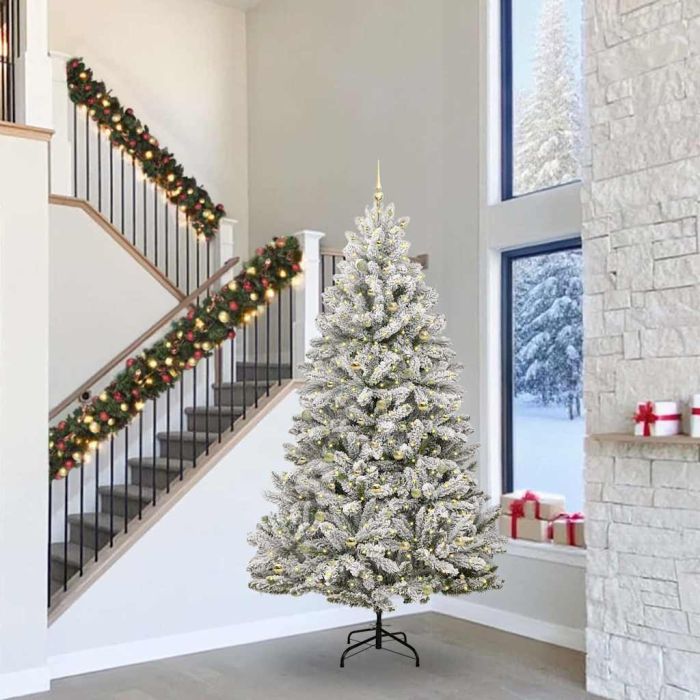 BRILCA Artificial Christmas Tree Green and White 300 cm PVC and Metal