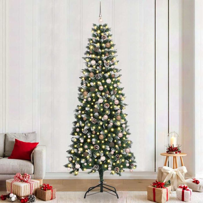 BRINLO Artificial Christmas Tree with 300 LEDs with Stand Green 240 cm