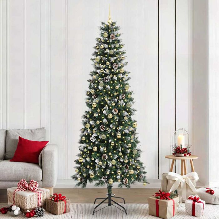 BRINLO Artificial Christmas Tree with 300 LEDs with Stand Green 240 cm
