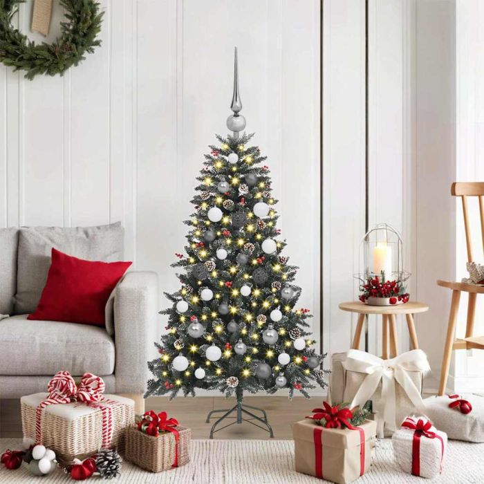 BRINLO Artificial Christmas Tree with 150 LEDs with Stand Green 120 cm