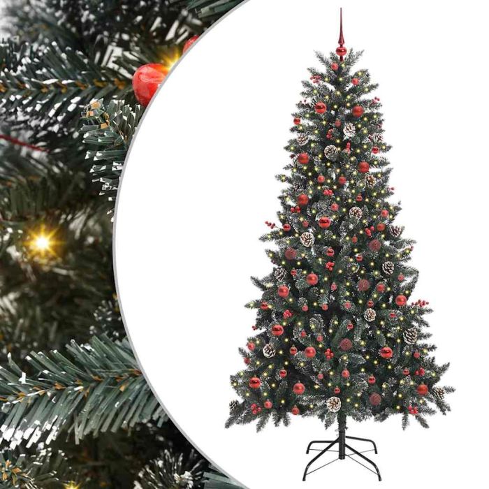BRINLO Artificial Christmas Tree with 300 LEDs with Stand Green 210 cm