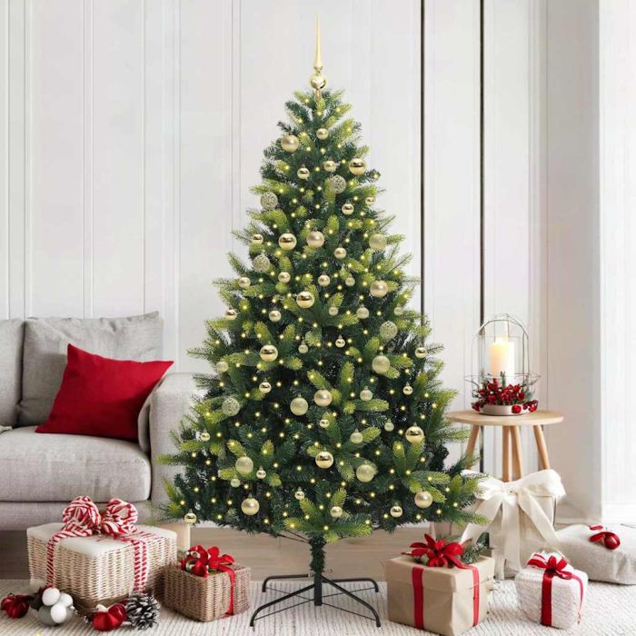 COZERA Artificial Hinged Christmas Tree 300 LEDs Green 180 cm