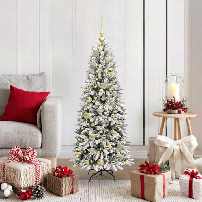 BRISKA Artificial Christmas Tree with 150 LEDs with Stand White 120 cm