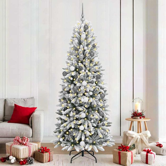 BRISKA Artificial Christmas Tree with 300 LEDs with Stand White 210 cm