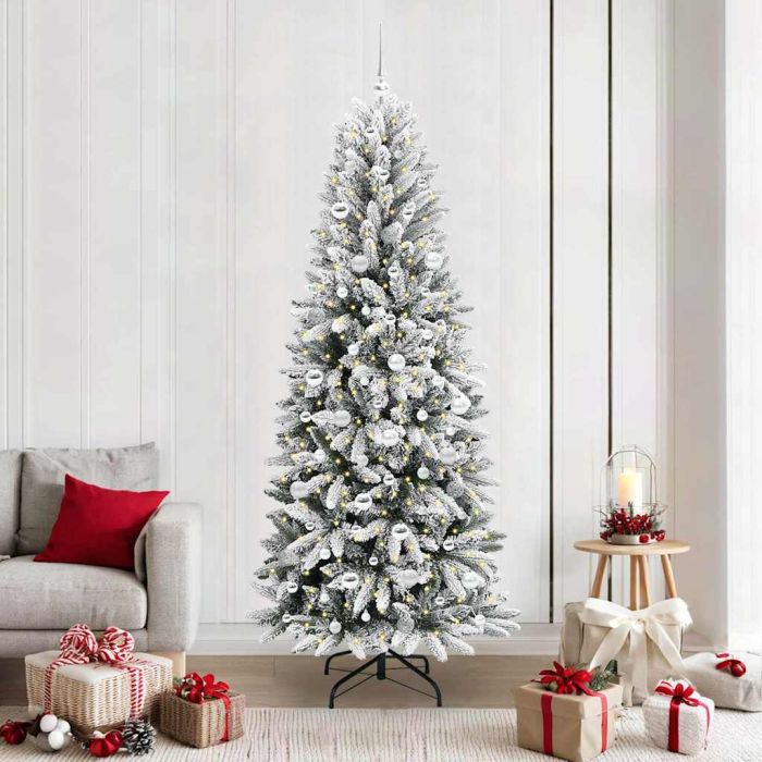 BRISKA Artificial Christmas Tree with 300 LEDs with Stand White 210 cm