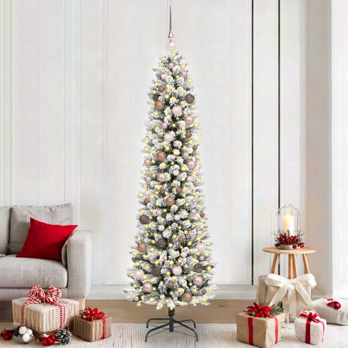 FIRDEN Artificial Christmas Tree with 300 LEDs with Stand White 210 cm