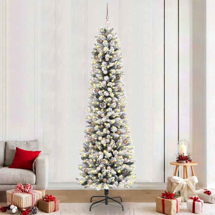 FIRDEN Artificial Christmas Tree with 300 LEDs with Stand White 240 cm