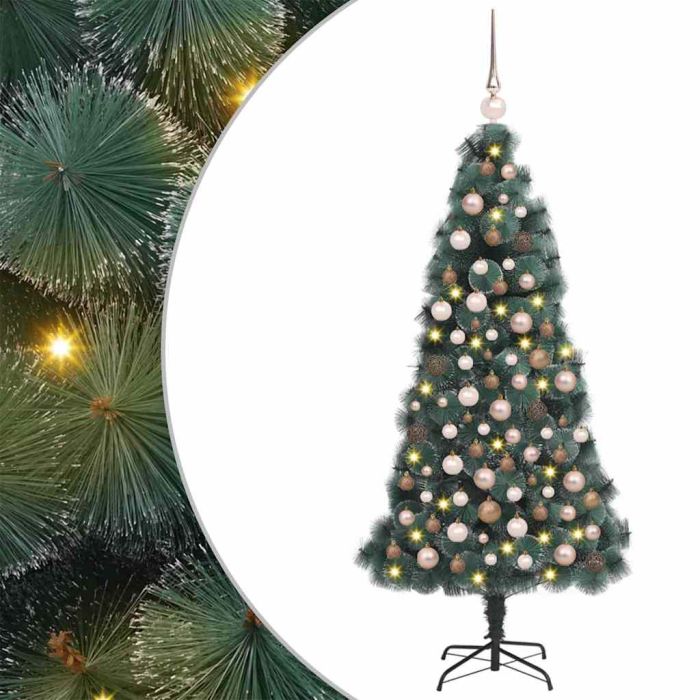FIRDEN Artificial Pre-lit Christmas Tree with Ball Set Green 180 cm