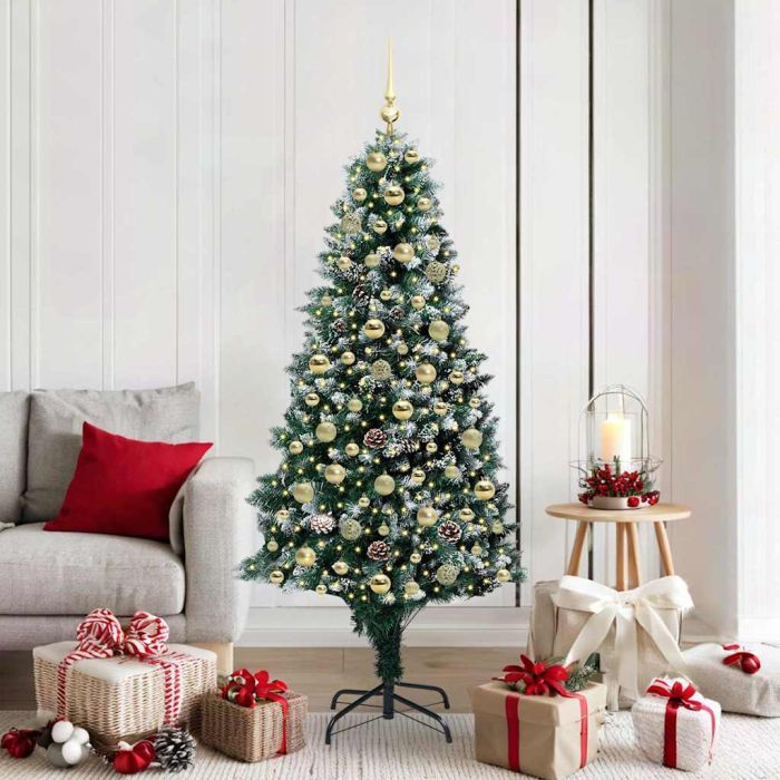 COSWIN Artificial Christmas Tree with 300 LEDs with Stand Green 180 cm