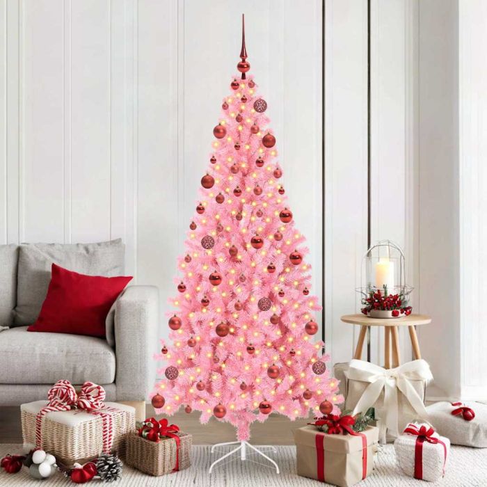 CINDOR Christmas Tree with 300 LEDs with Stand Pink 180 cm PVC
