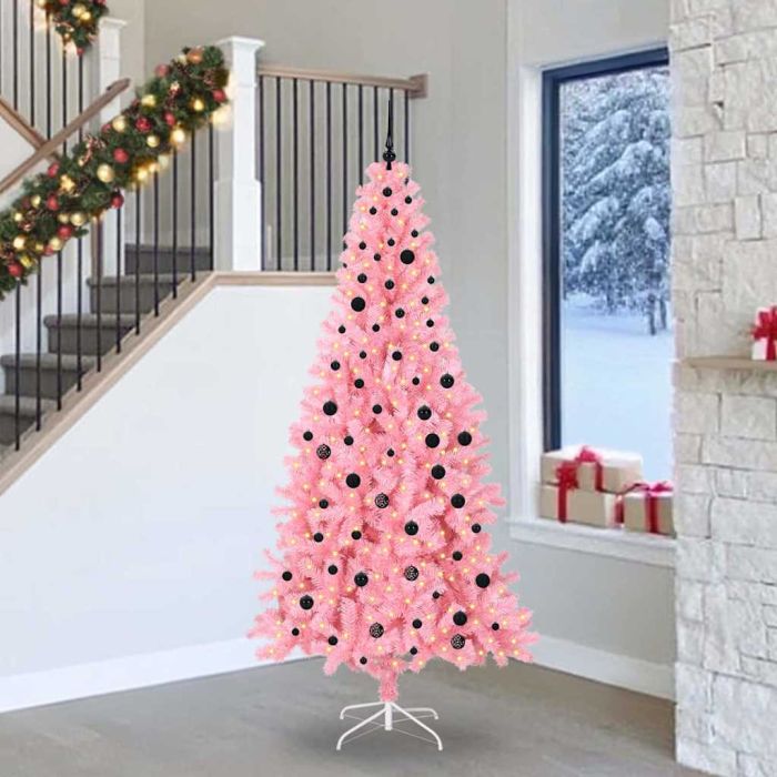 CINDOR Christmas Tree with 300 LEDs with Stand Pink 240 cm PVC