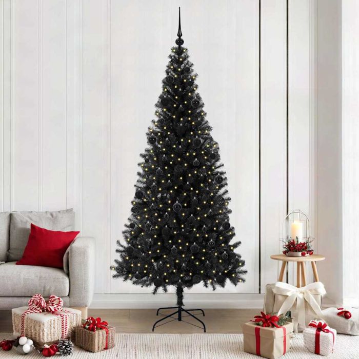 CINDOR Christmas Tree with 300 LEDs with Stand Black 210 cm PVC