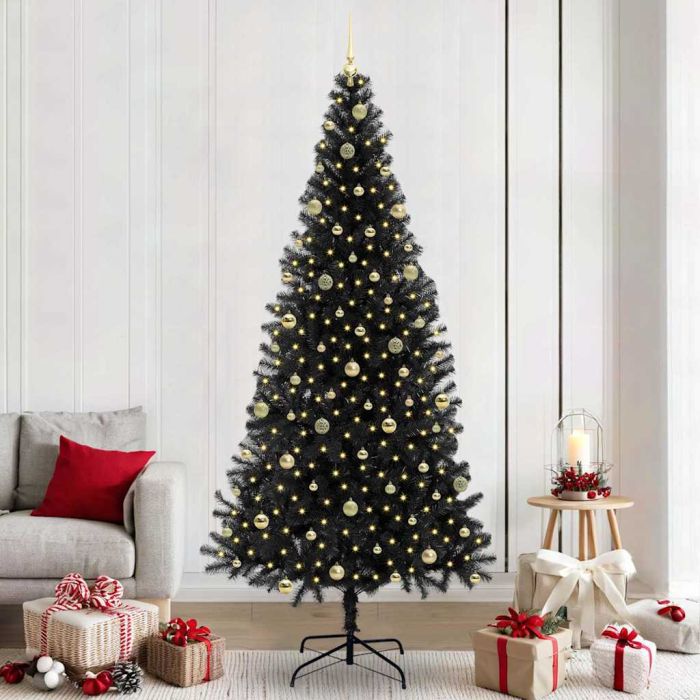 LUZVIA Christmas Tree with 300 LEDs with Stand Black 240 cm PVC