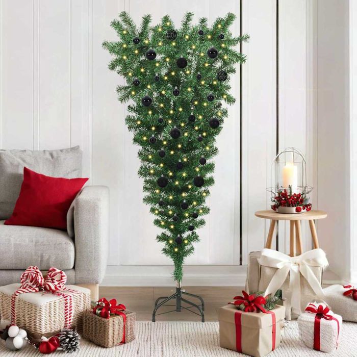 CINDEL Upside-down Artificial Pre-lit Christmas Tree with Ball Set