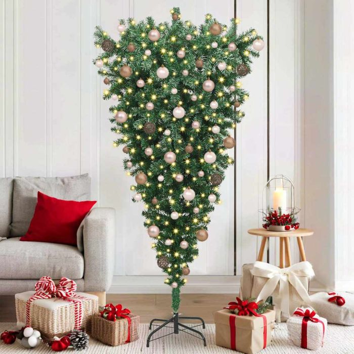 CINDEL Upside-down Artificial Pre-lit Christmas Tree with Ball Set