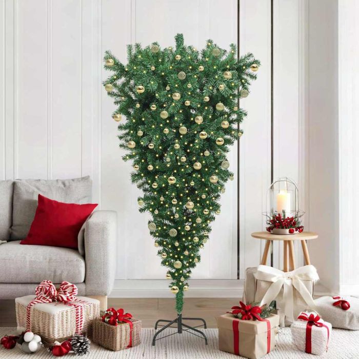 CINDEL Upside-down Artificial Pre-lit Christmas Tree with Ball Set