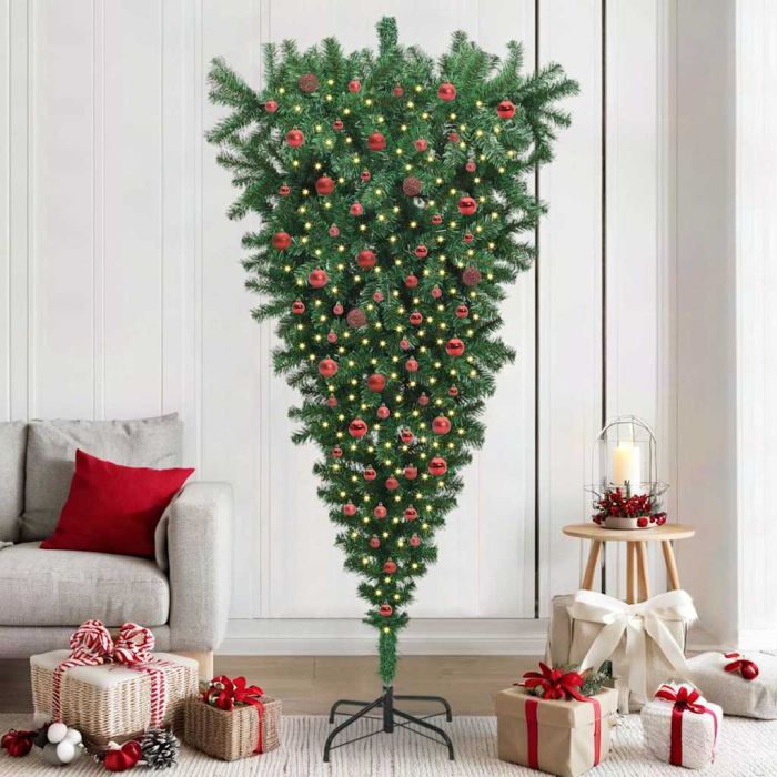 CINDEL Upside-down Artificial Pre-lit Christmas Tree with Ball Set