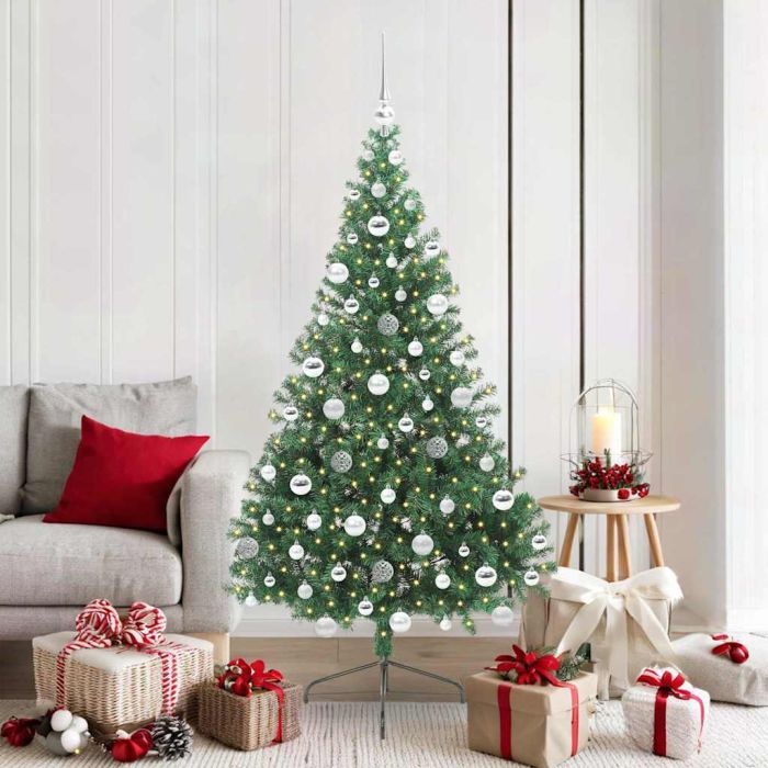 EMBERI Artificial Pre-lit Christmas Tree Green 180 cm PVC