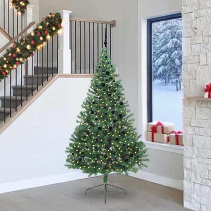 EMBERI Artificial Pre-lit Christmas Tree Green 240 cm PVC
