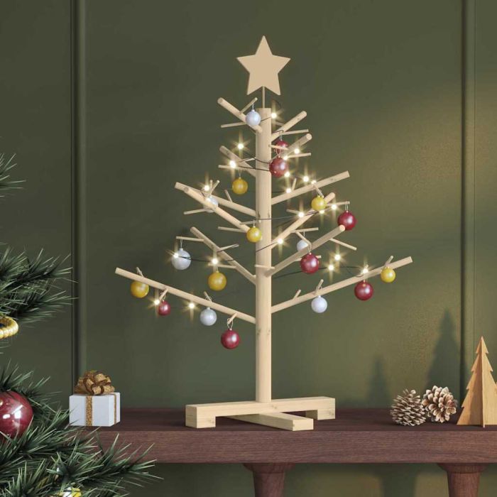 GLINTER Wooden Christmas Tree with Stand Natural 75 cm Solid pine wood