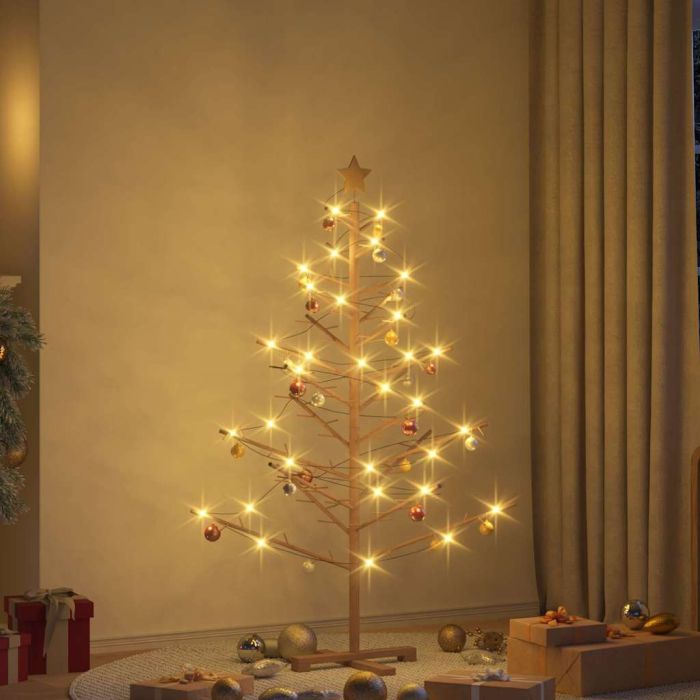 GLINTER Wooden Christmas Tree with Stand Brown 150 cm Solid pine wood