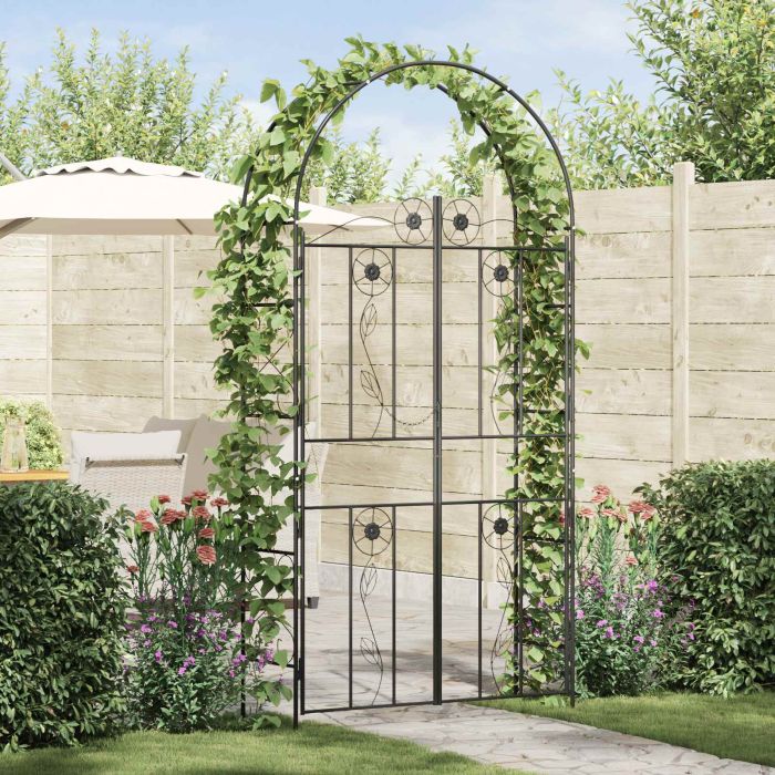 ENIMERE Garden Arch Plain 115x37x226 cm - Black