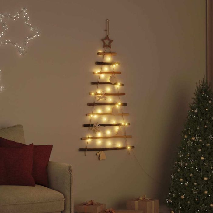 SLEEMA Christmas Tree with 30 LEDs Natural 90 cm Solid Ash wood