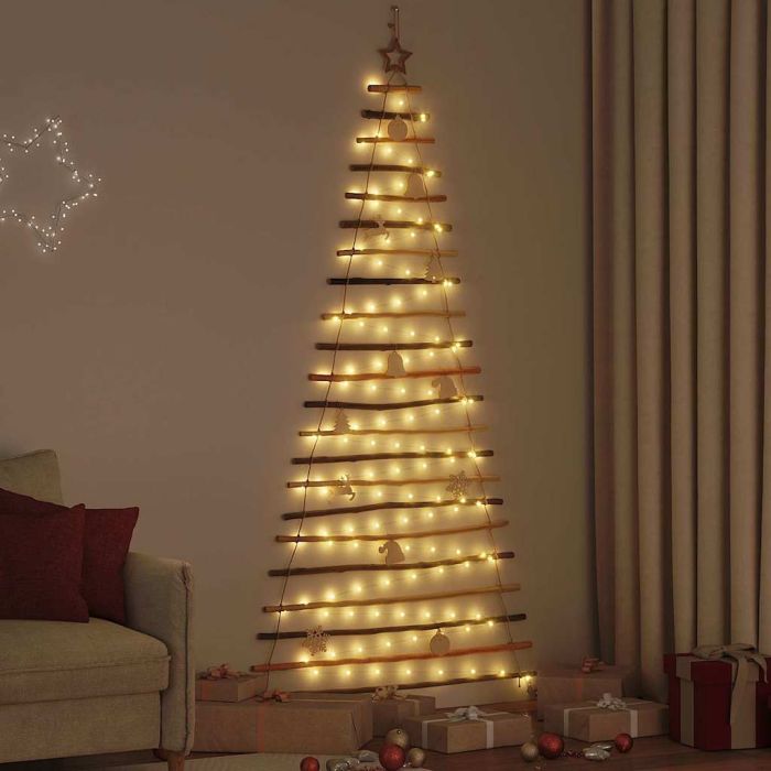 SLEEMA Christmas Tree with 130 LEDs Natural 210 cm Solid Ash wood