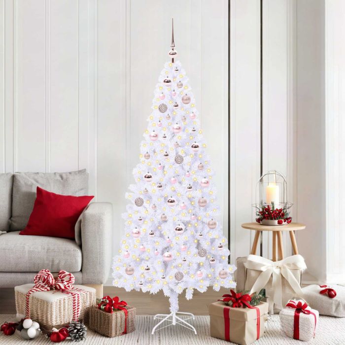 CUDWIN Artificial Christmas Tree with Stand White 180 cm PVC and Steel