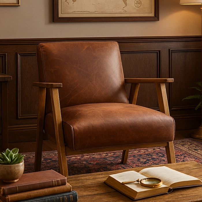 ASHCROFT Leather Armchair - Brown