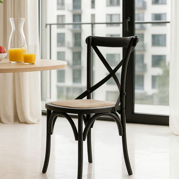 EVERLEIGH Rattan Dining Chair Black - Set of 2
