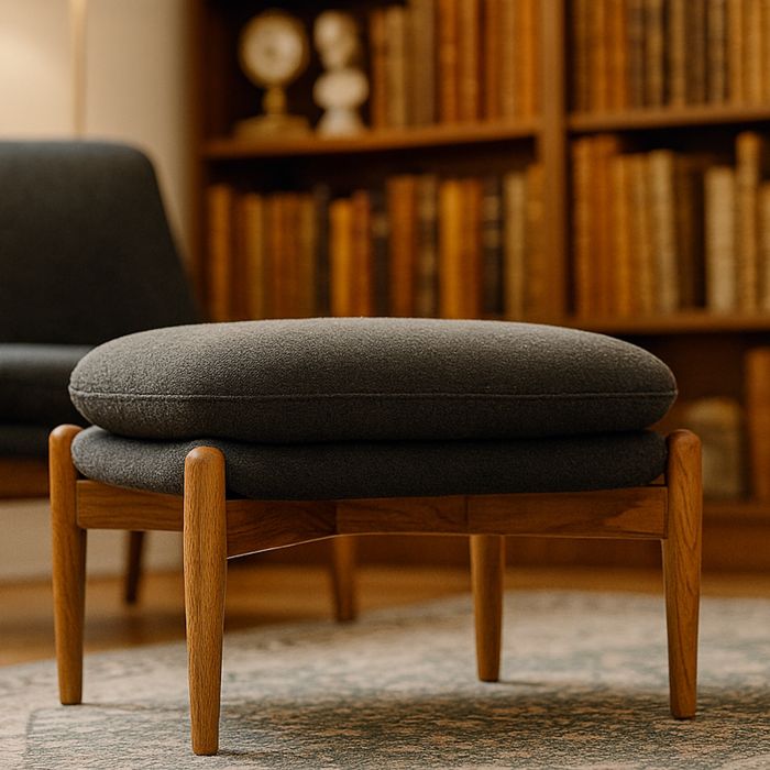 RAVENSCROFT Fabric Footstool - Charcoal