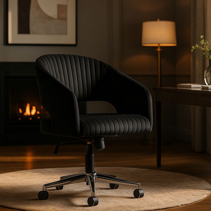WESTFIELD Velvet Swivel Chair - Black