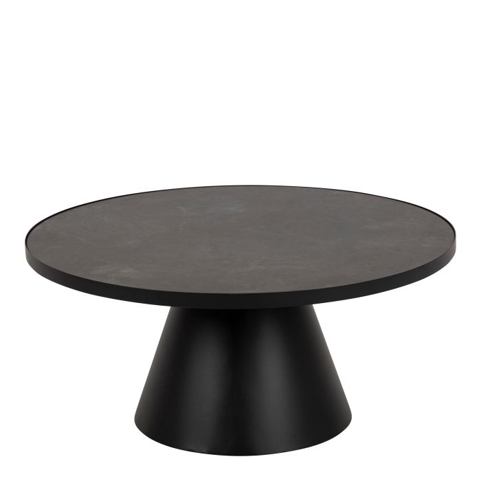 SOIL Low Round Ceramic Coffee Table in Black 85.7x40cm