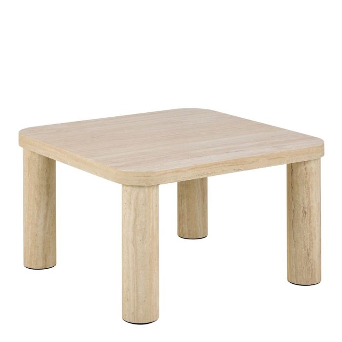 SOLIVA Square Coffee Table in Light Travertine 60 x 60 cm