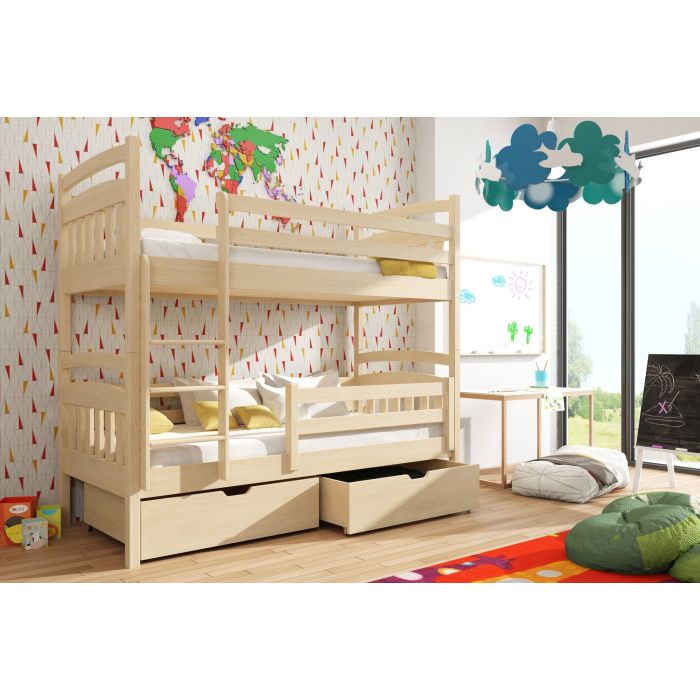 Gabby Wooden Kids Bunk Bed with Storage - Pine