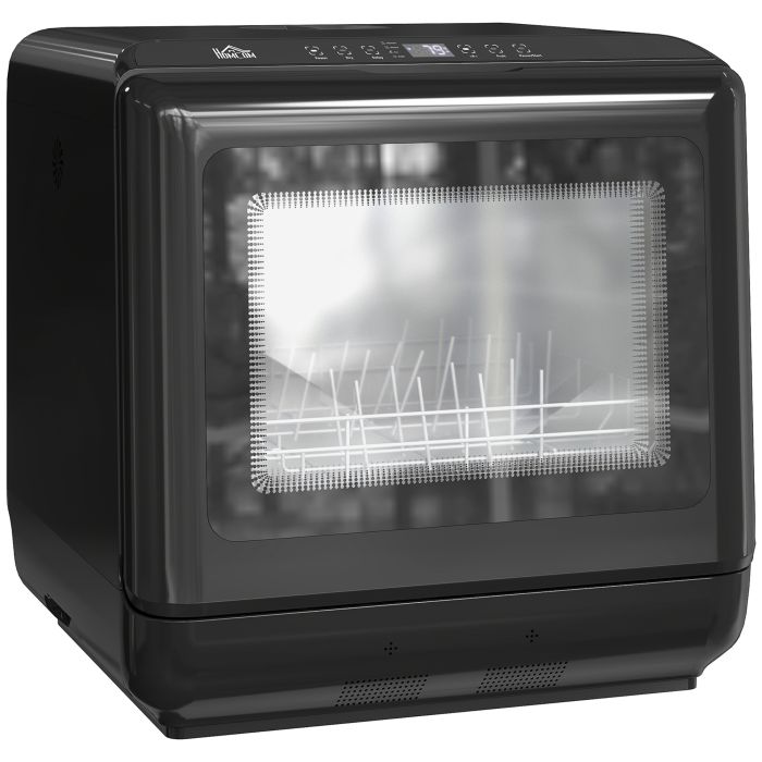 HERON Table Top Dishwasher Mini Countertop Dishwasher with Built in 6L Water Tank Black