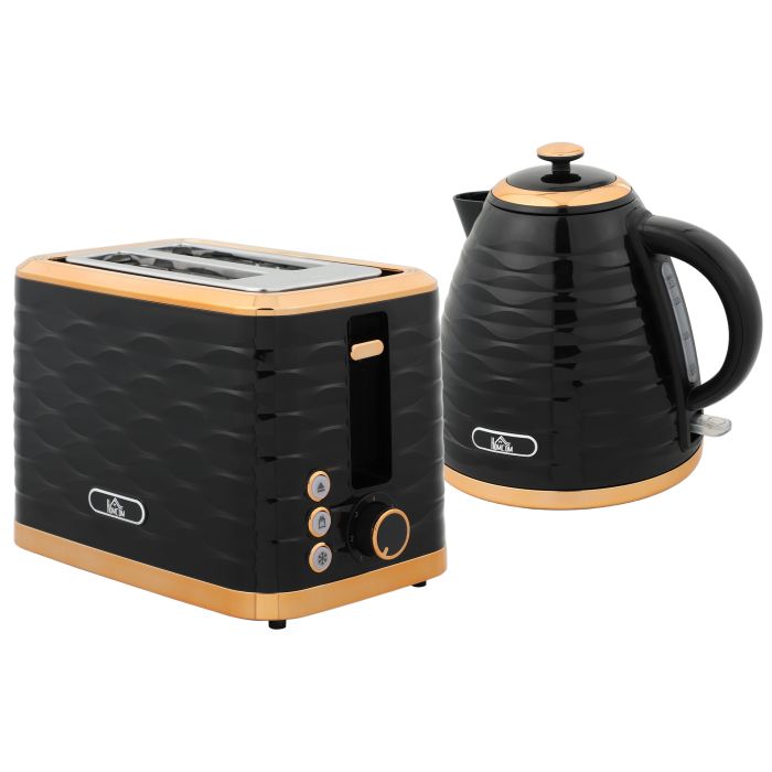 HERON Kettle and Toaster Set with 7 Browning Controls Black