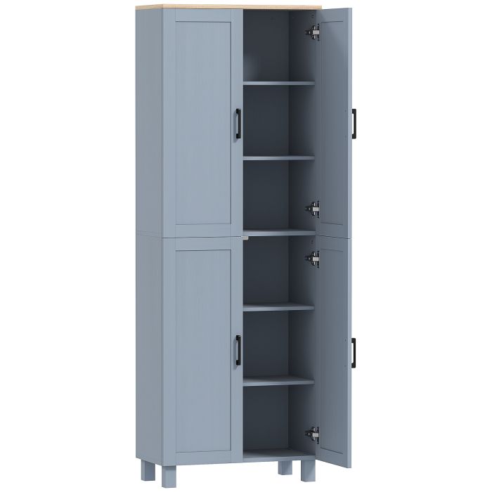 HERON Freestanding Kitchen Cupboard Storage Cabinet Grey Wood Effect