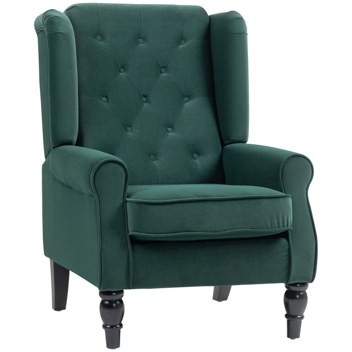 HERON Wingback Accent Chair Retro Upholstered Button Tufted Green