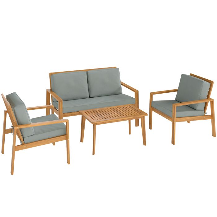 SUNVISTA 4 Piece Wooden Garden Furniture Set Teak