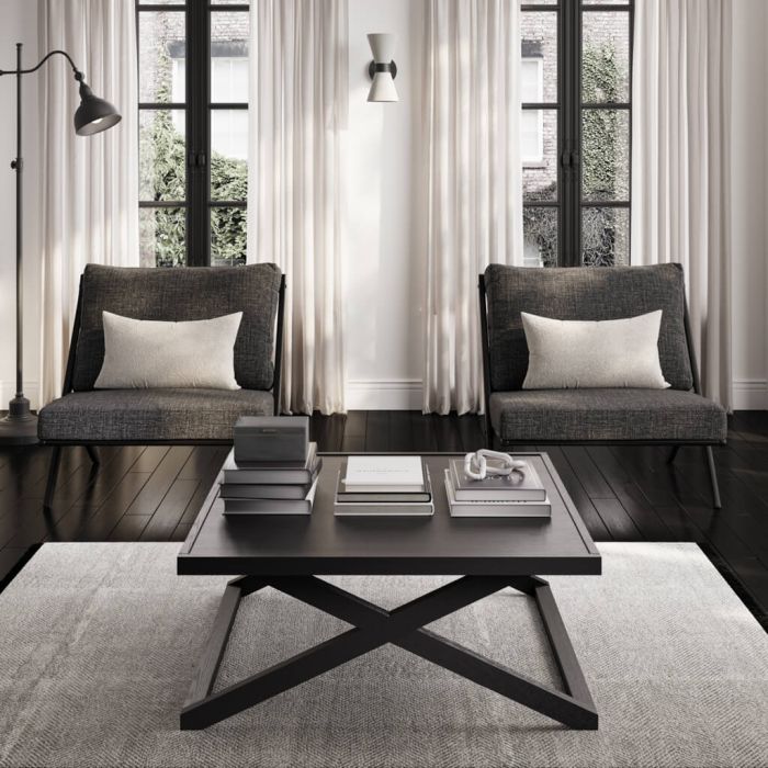 SAVELLE Wooden Small Coffee Table - Black