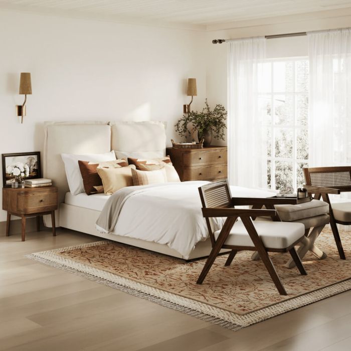 SOLDAY Kingsize Linen Bedframe - Ivory