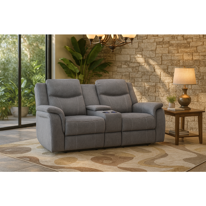 TECHLUXE Fabric 2 Seater Recliner Sofa - Grey