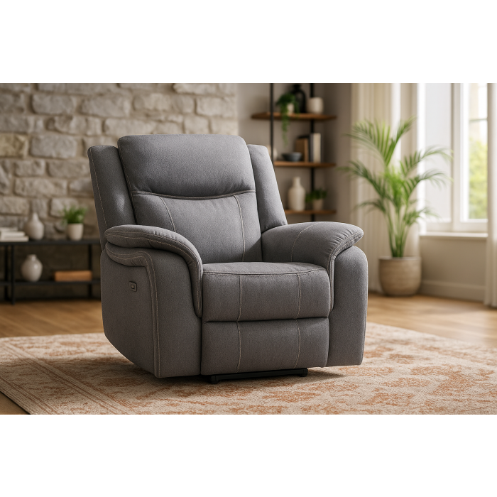 TECHLUXE Fabric Single Recliner Sofa - Grey