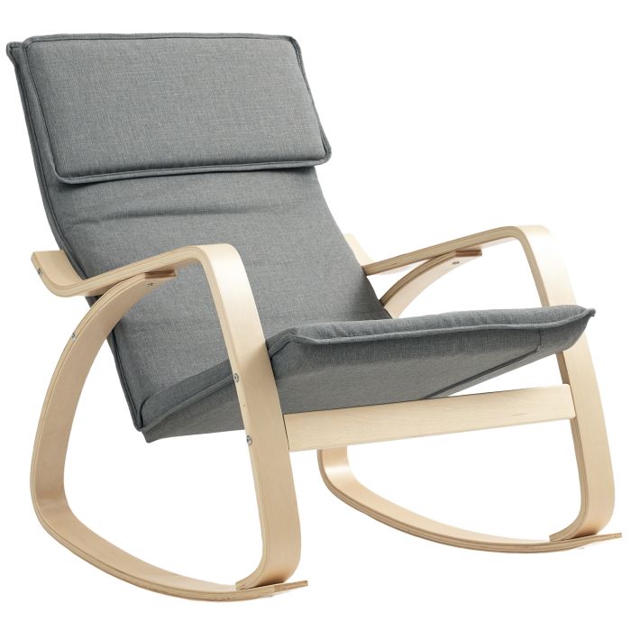 HERON Comfortable Relax Rocking Chair Upholstered Lounge Chair Grey