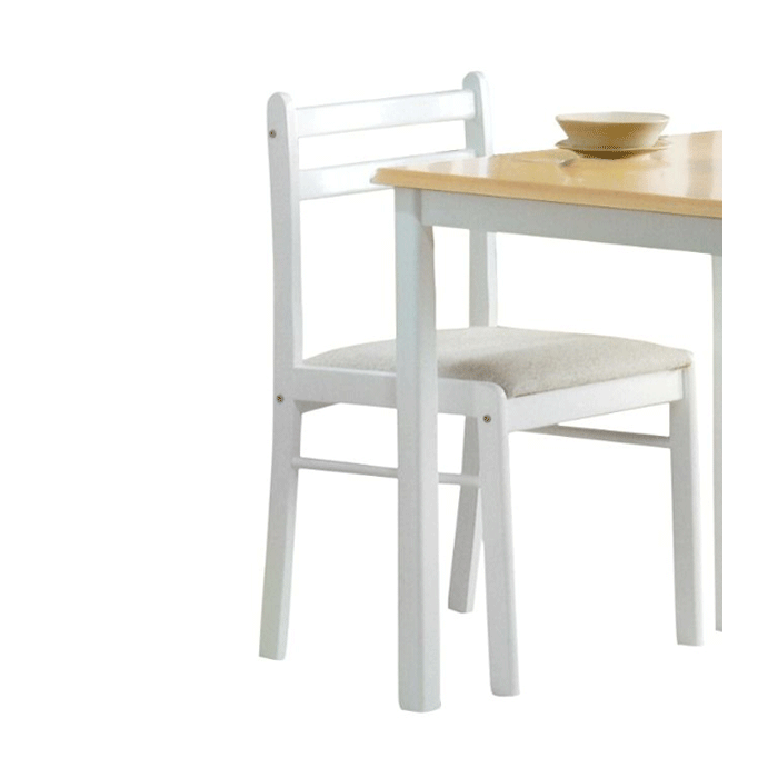 Gretna Pair of Natural and White Solid Rubberwood Dining Chairs Set
