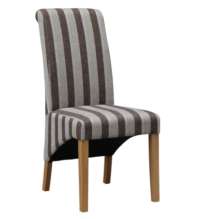 Charnwood Fabric Chairs Elegant Seating in Brown and Grey Stripe Set of 2